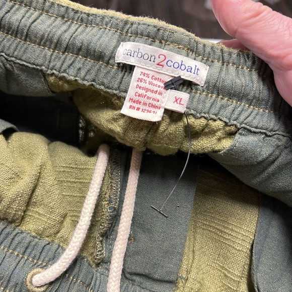 Carbon 2 Cobalt Green Cotton Blend Textured Drawstring Shorts XL 11" Inseam - Picture 8 of 11